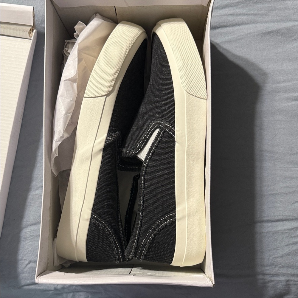 Classic Black Canvas Slip-On Sneakers